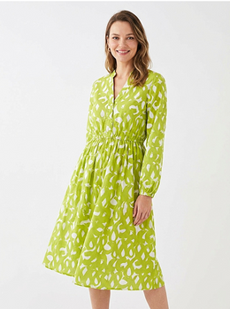 Lime Green Abstract Printed Midi Dress