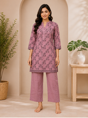Mauve Floral Printed Co-Ord Set