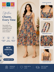 Multicolor Floral Sleeveless Midi Dress