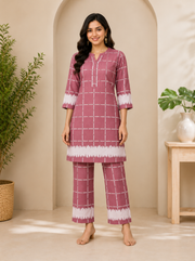 Rose Pink Checked Co-Ord Set