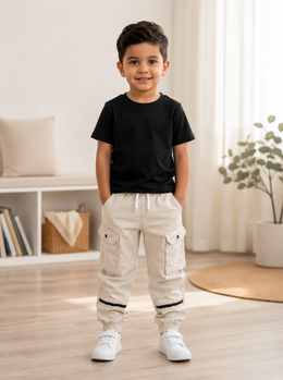 Boys Cargo Jogger Pants - Beige