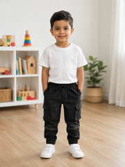 Boys Cargo Jogger Pants - Black