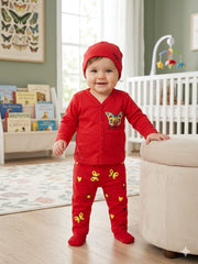 Infant Red Butterfly Hat Top Trouser Set