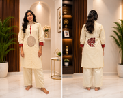 Ivory Embroidered Kurti Set