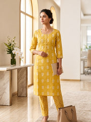 Mustard Yellow Rayon 2-Piece Kurta Set